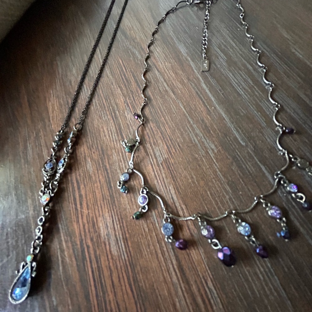 1928 brand necklaces blue & Purple Crystals gunmetal hardware - Picture 11 of 17